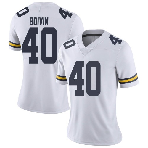 Christian Boivin Michigan Wolverines Women's NCAA #40 White Limited Brand Jordan College Stitched Football Jersey QTG5554WQ